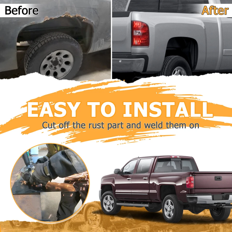 For Chevy Silverado 1500 2007-2014 Rear Upper Wheel Arch Repair Panels Pair - Image 3 of 4