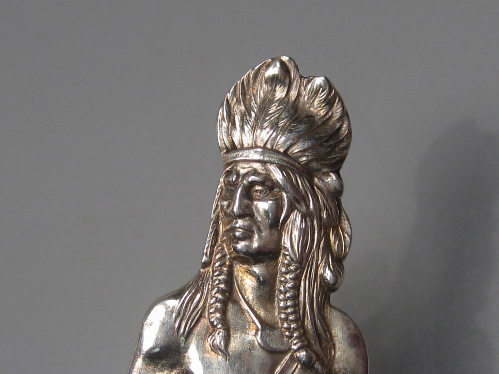 Vintage Full Body INDIAN Native American w/ shield Sterling Silver Spoon. 31g,