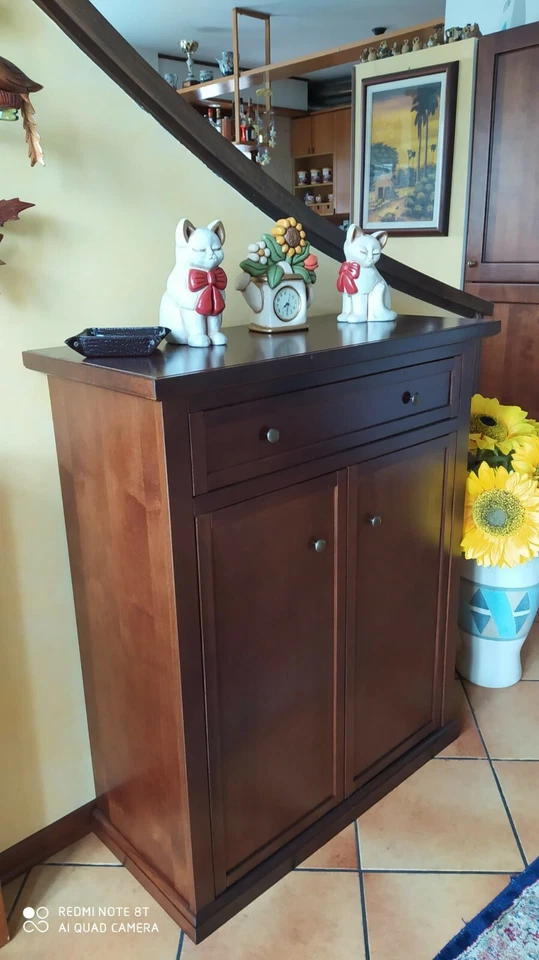 Zapatero Armario Móvil TV Nogal Oscuro Arte Pobre Clásico - Imagen 2 de 4