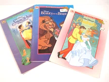 3 Vtg DISNEY GIANT STICKER FUN Book 90's Golden Lick Stick Coloring New & Used