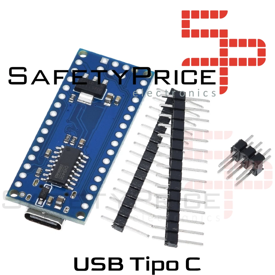 NANO V3.0 ATmega328P CH340G 16Mhz SIN SOLDAR 100% Compatible Arduino Tipo C - Imagen 2 de 2