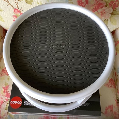 Copco Non-Skid 2-Tier Lazy Susan Turntable, 12-Inch, Gray/White New In Box - Picture 3 of 3
