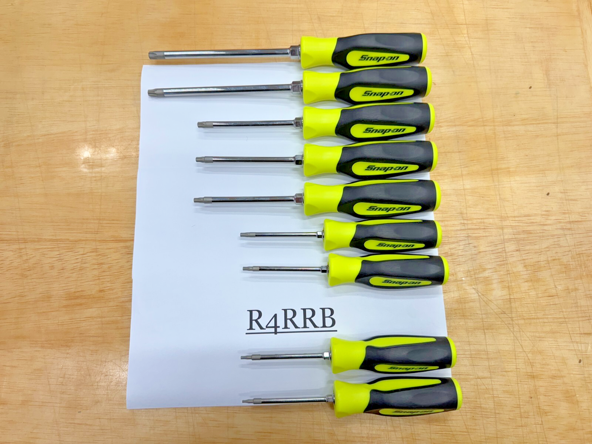 Snap-on Tools NEW 9pc HI-VIZ Soft Grip T8 - T45 TORX Screwdriver