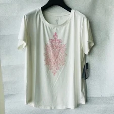 Gaiam Studio To Street Easy Fit Gardenia Mindful Graphic Tee Womens Size : M