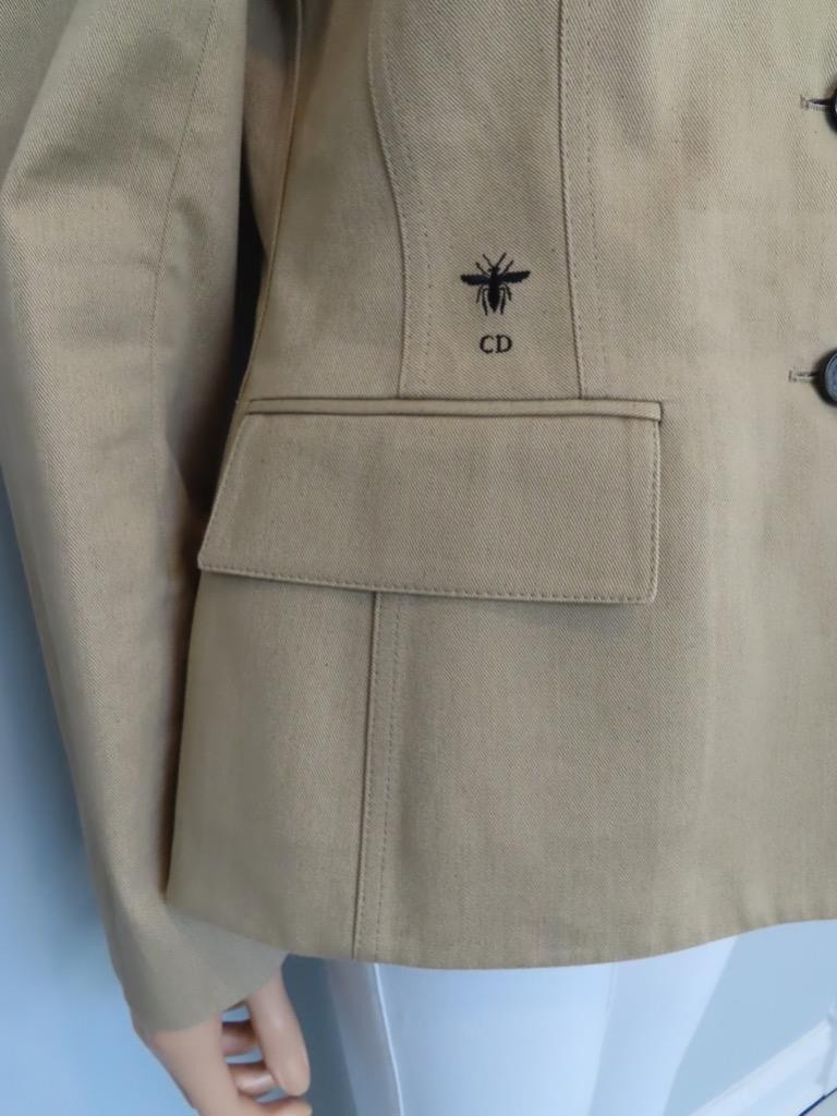 NWT Christian Dior Beige Single-Breasted Cotton Blazer Size