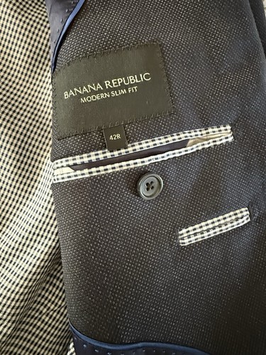 Banana Republic Marine Slim Fit 2 Knöpfe MS Birdseye Marzotto italienischer Stoff 42 R/S - Bild 7 von 15