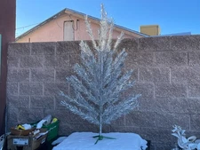 VINTAGE Christmas Tree 4' Feet Stainless Aluminum with tripod Stand Silver Old