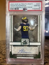 Leaf 2022 Ultimate Draft Aidan Hutchinson Emerald Spectrum Auto PSA 10 /25