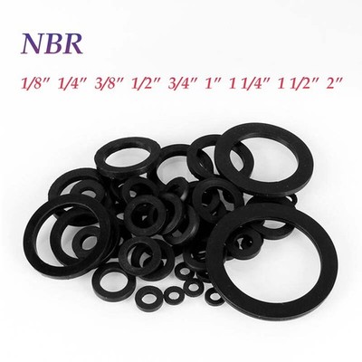 Solid Nitrile NBR Rubber Flat Washer O-Ring Gasket Water Seal BSP 1/8'' 1/4''~ 2''