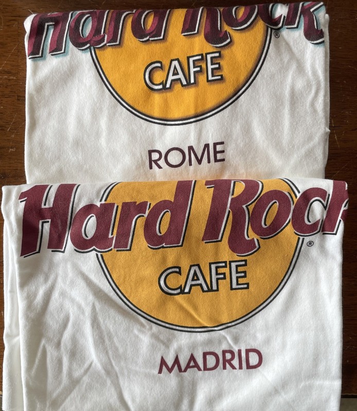 Lot Of 2 Vintage NOS Hard Rock Cafe Classic T-Shirts Size M Rome & Madrid