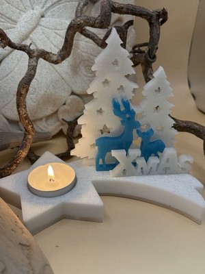 Teelichthalter  Komet    Handmade aus Epoxidharz, winterlich