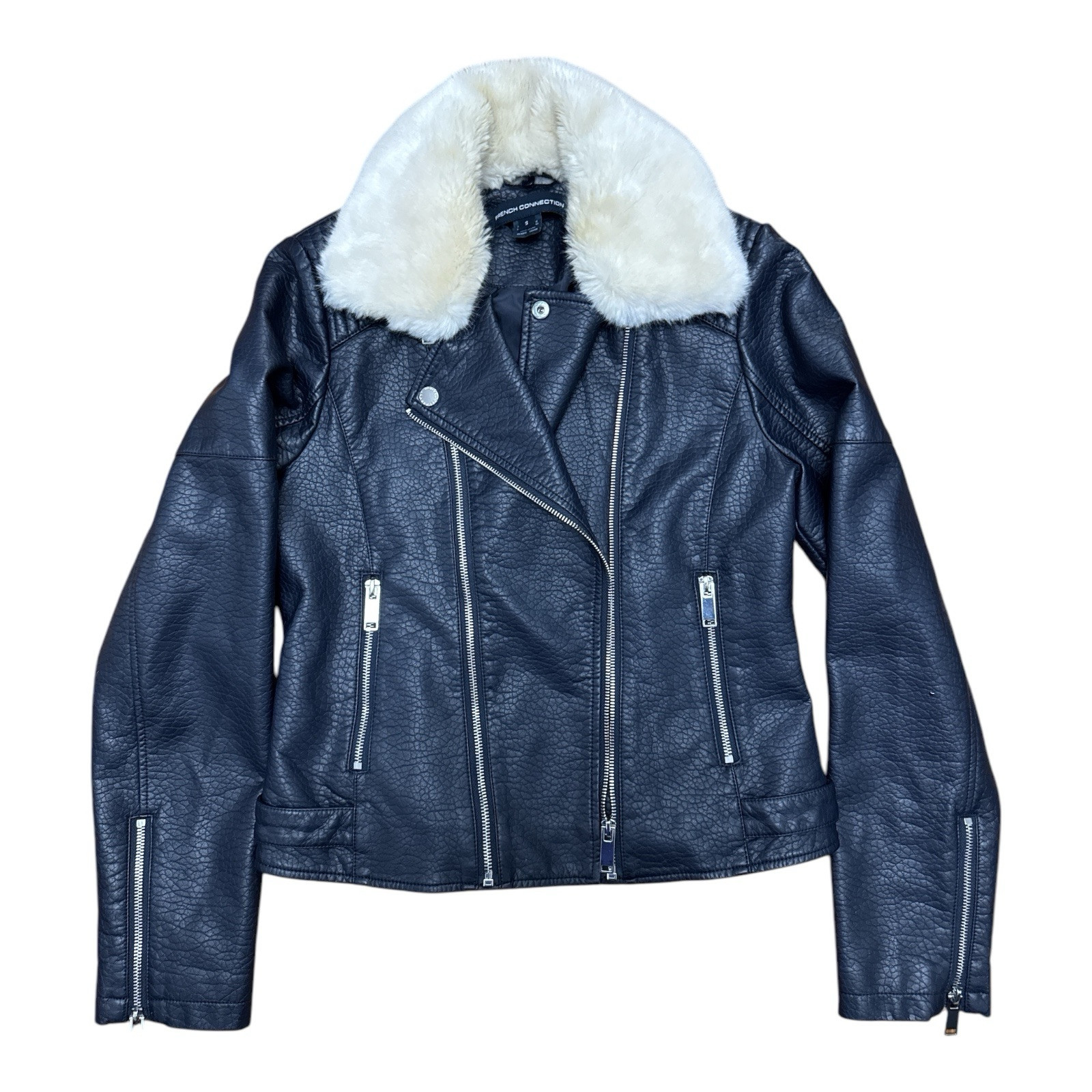 French Connection Black Jacket, Removable Faux Fu… - image 2