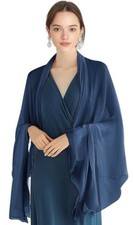 P Pothuiny Women Chiffon Sheer Shawl Wraps for Evening 79" x 24" Navy Blue