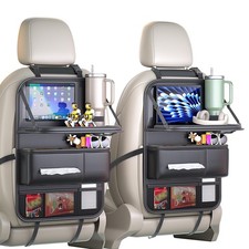 Donpeshe 1PC Leather Foldable Backseat Organizer with Tray for Cars - Portabl...