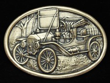 OA21146 VINTAGE 1970s MODEL T ANTIQUE AUTOMOBILE BRASSTONE BELT BUCKLE