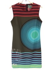 Desigual Boho Mod Dress M EU40 Sleeveless Color Stripe Midi Tunic