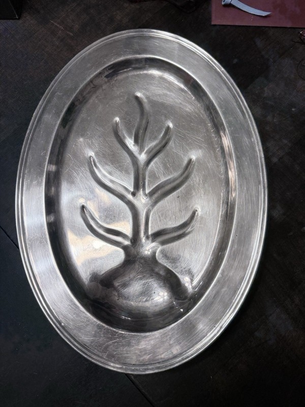 Vintage National Silver Co. Silver Plated Oval Footed Tree Of Life Meat Platter