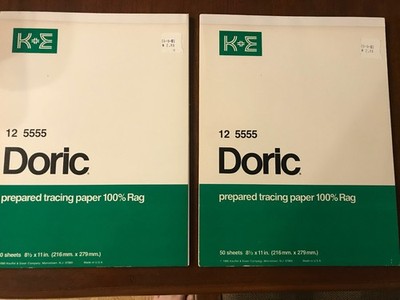 RARE-K&E 8 1/2 x 11-100% Rag Prepared Tracing Paper-Doric-50 & 41 sheets-12 5555