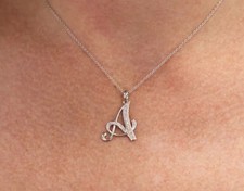 1 Ct Round Cut Simulated Diamond Letter A Initial Pendant 14k White Gold Plated