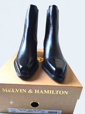 Melvin & Hamilton Rylee 3 Chelsea-Stiefeletten Leder Schwarz 41 Blockabsatz