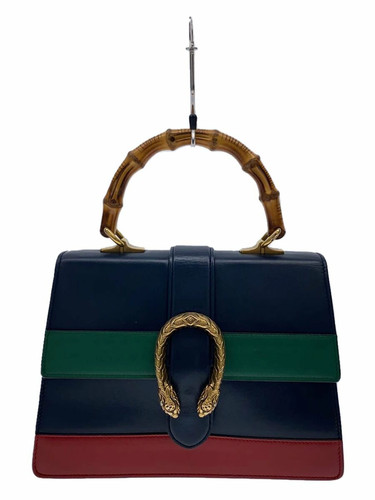 Gucci Dionissos Bamboo Leather Handbag Blue Used M