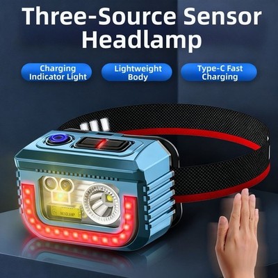 Wellensensor XPG Stirnlampe Wiederaufladbar mit Typ C Anschluss IPX6 Wasserdicht