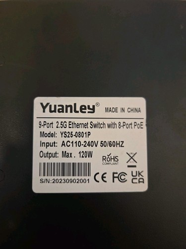 YuanLey 9 Port 2.5G PoE Switch Unmanaged, 8 x 2.5G Base-T PoE Ports, 10G SFP,... - Bild 3 von 3