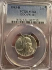 1943-D Washington Quarter 90% Silver DDO FS-101 PCGS MS-62