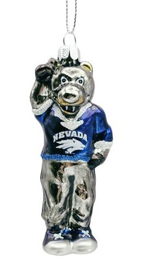 NCAA Blown Glass Glitter Mascot Hanging Ornament (Nevada Wolf Pack)