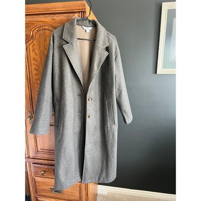 Old Navy Gray Oversized Trench Coat L Longline Minimalist Indie Sleaze Matrix