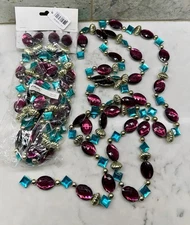 Katherine’s Collection Purple Turquoise & Silver Jewel Beaded Garland 6’ Long