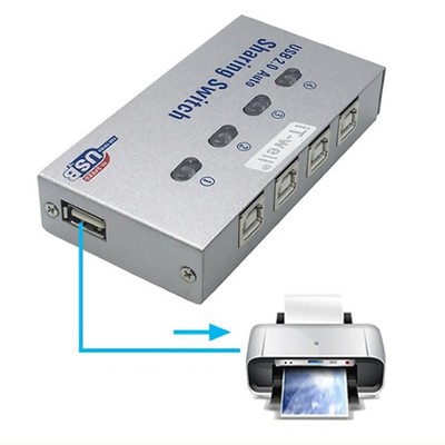 USB 2.0 Auto-Sharing-Switch KVM 4 Ports Hub-Adapter für PC-Scanner-Drucker