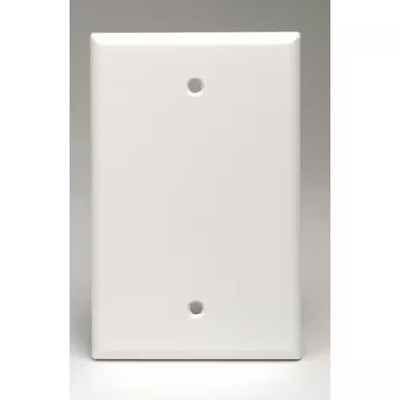 1-Gang Blank Wall Plate White Electrical Outlet Cover Plastic