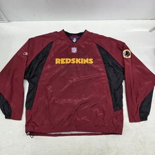 Vintage Washington Redskins Sewn Reebok NFL Windbreaker Jacket V-Neck Men's XL