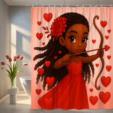Cute Heart Shower Curtain for Kids - Valentine's Day Decor