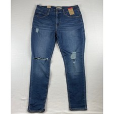 Levi's 721 High Rise Skinny Jeans Women's 2 Short 26x30 Distressed Blue Stretch