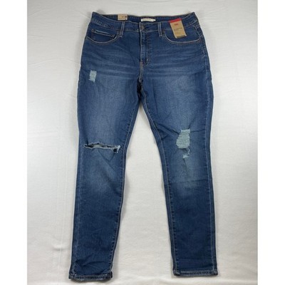 Levi's 721 High Rise Skinny Jeans Women's 2 Short 26x30 Distressed Blue Stretch