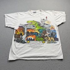 Vintage 90s Smithsonian Dinosaur Space All Over Graphic T Shirt XL