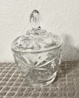 Vintage Anchor Hocking Prescut clear Glass Sugar Bowl with Lid