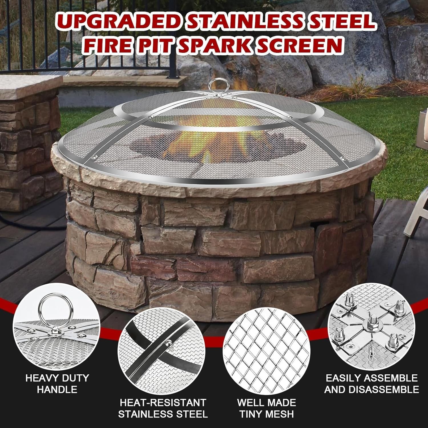 22-Inch Stainless Steel Fire Pit Spark Screen - Safety & Style for Outdoors