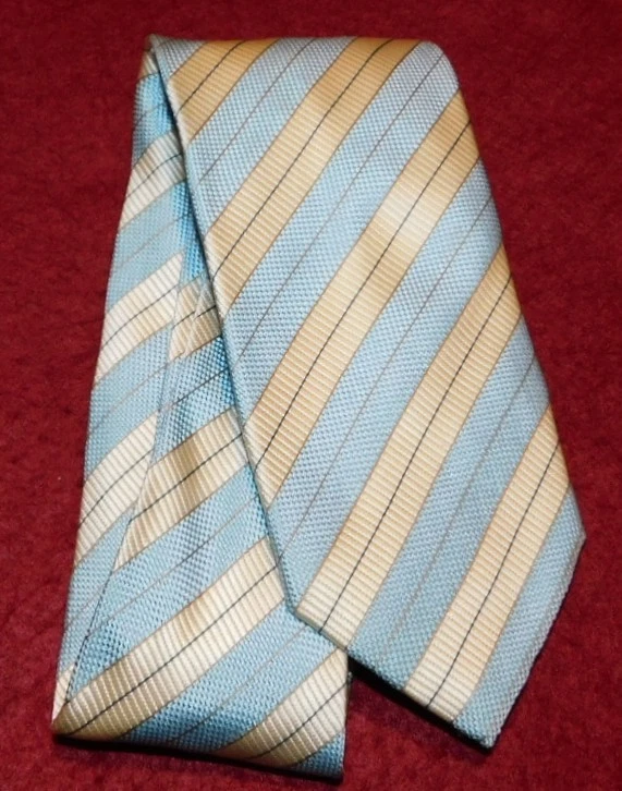 CORBATA A RAYAS PAL ZILERI HECHA EN ITALIA AZUL CLARO/AMARILLO/MARRÓN - CORBATAS DE DISEÑO. Foto 2 de 3