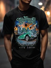 street style Lowrider LET'S CRUISE camiseta negra unisex 100% serigrafía