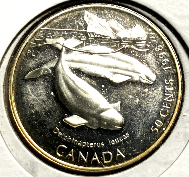 elf Canada 50 Cents 1998 Silver Proof Beluga  Whale