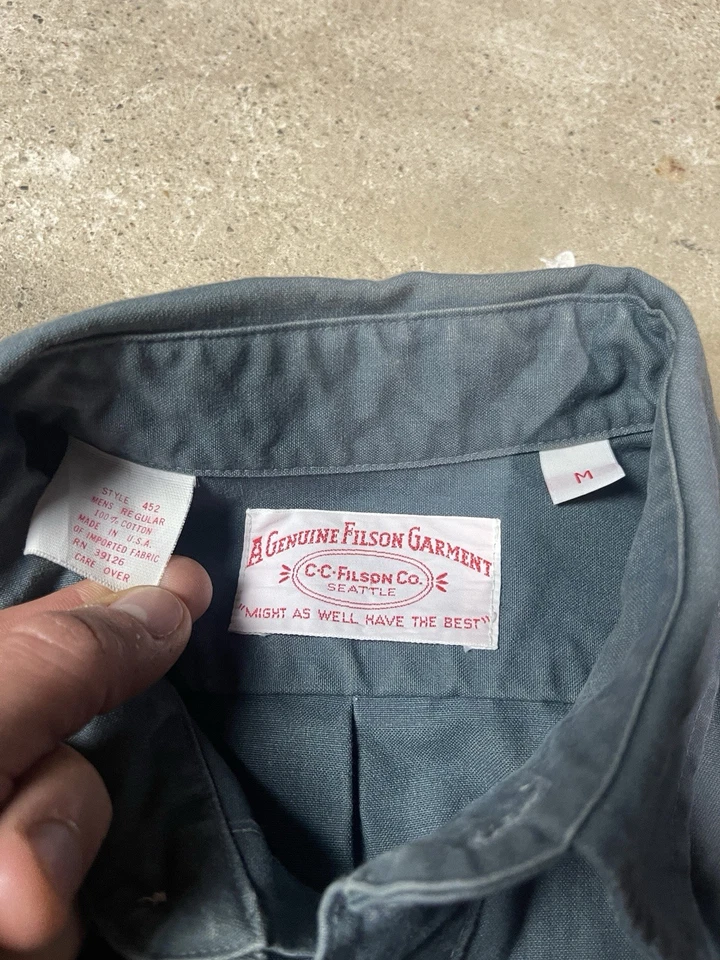 C C Filson Size M Men’s 100% cotton Gray long sleeve shirt Made USA Vintage - Image 2 of 3