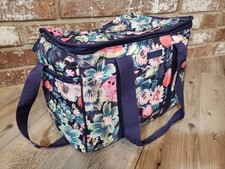 VERA BRADLEY LARGE INSULATED COOLER SHOULDER STRAP MIDNIGHT FLORAL STRIPE Lunch