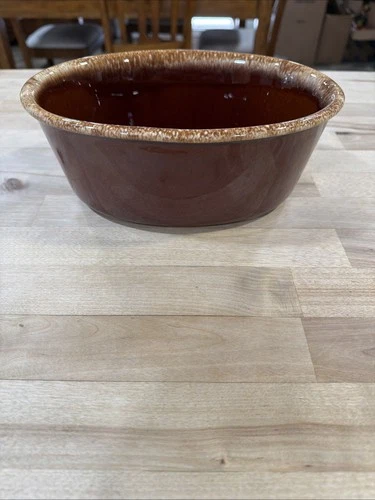 VTG Hull Pottery 2 Quart Baking Casserole Brown Drip Glaze