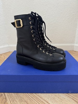 Stuart Weitzman Women s Leather Moto Style Boots SZ 8