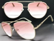 Oversized Classic Vintage Retro Style SUNGLASSES Large Big Gold Frame Pink Lens