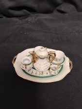 Vtg Miniature Set Cups Saucers Teapot Sugar Bowl Creamer And Tray