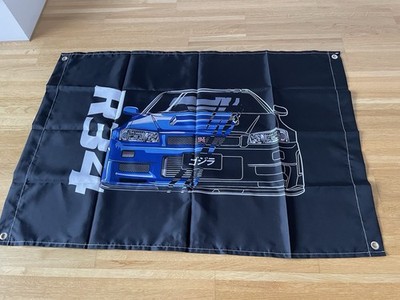 Nissan Skyline R34 JDM Flag Flagge Fahne Banner ca. 60 x 85 cm